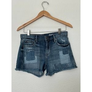 Gap Women's Size 26 Mid-Rise Denim Patched Y2K Style Streetwear Blue Jean Shorts